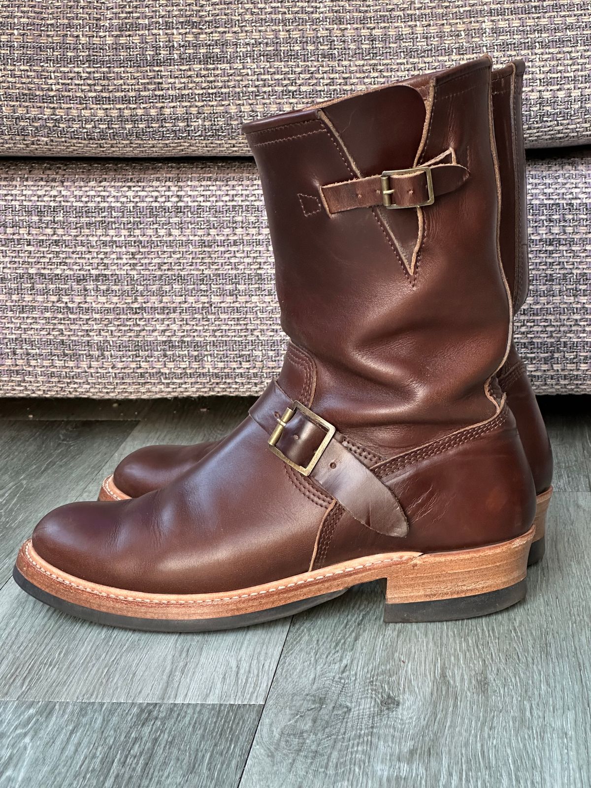 Photo by elliottjhill on December 1, 2023 of the John Lofgren Wabash Engineer Boots in Horween Chocolate Chromexcel.