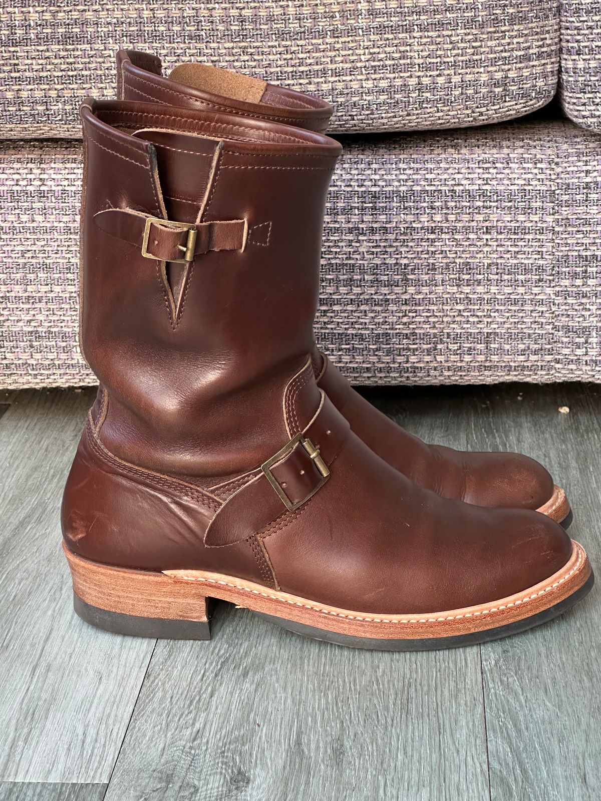 Photo by elliottjhill on December 1, 2023 of the John Lofgren Wabash Engineer Boots in Horween Chocolate Chromexcel.