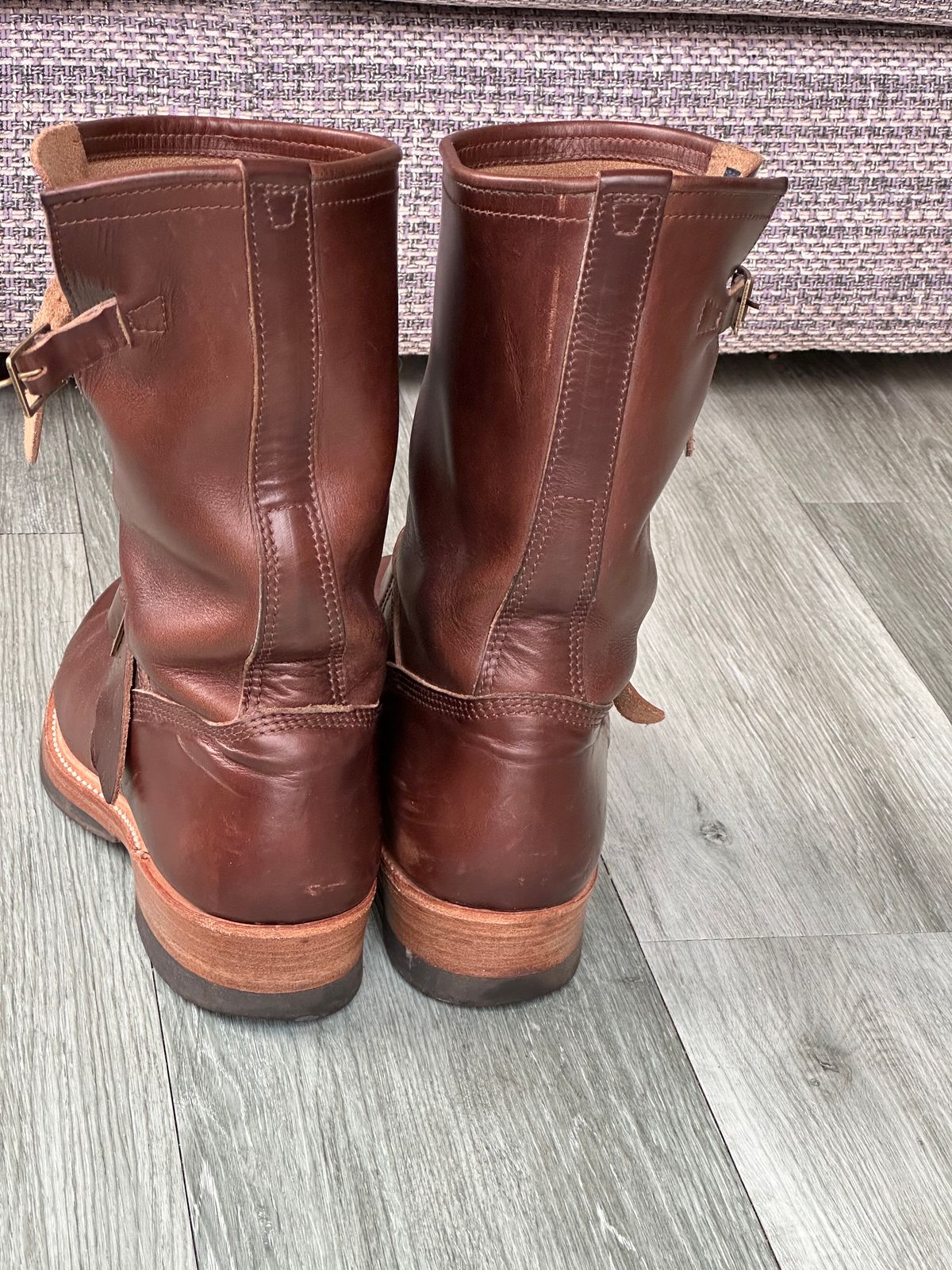 Photo by elliottjhill on January 2, 2024 of the John Lofgren Wabash Engineer Boots in Horween Chocolate Chromexcel.