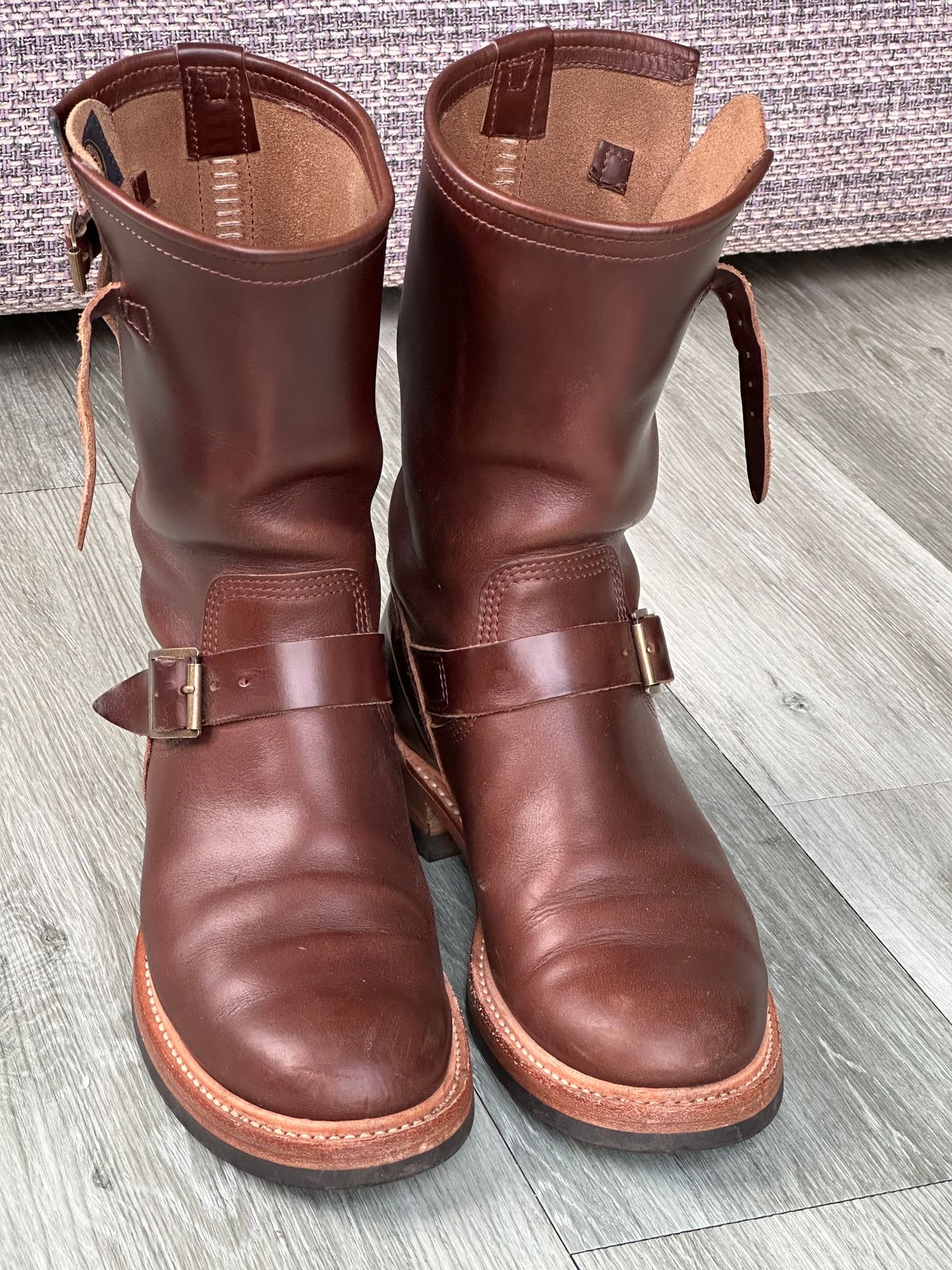 Photo by elliottjhill on January 2, 2024 of the John Lofgren Wabash Engineer Boots in Horween Chocolate Chromexcel.