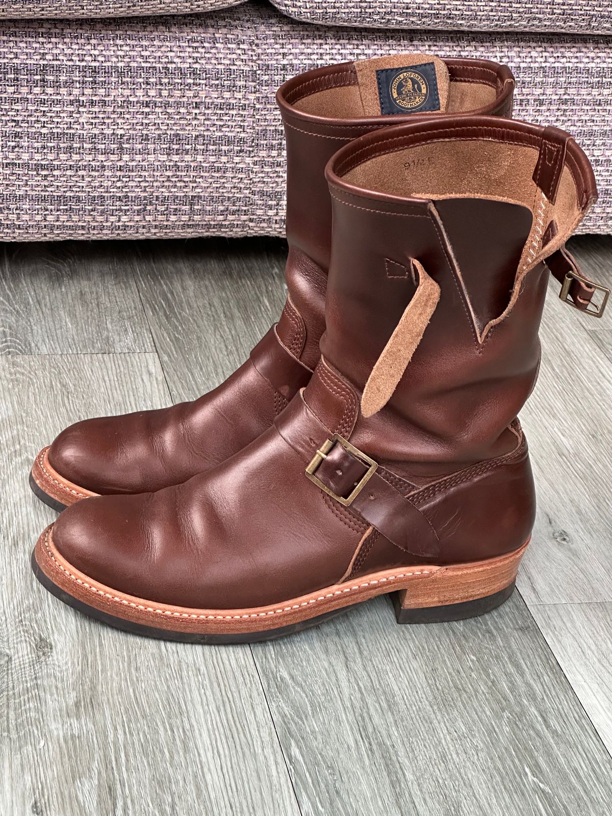 Photo by elliottjhill on January 2, 2024 of the John Lofgren Wabash Engineer Boots in Horween Chocolate Chromexcel.