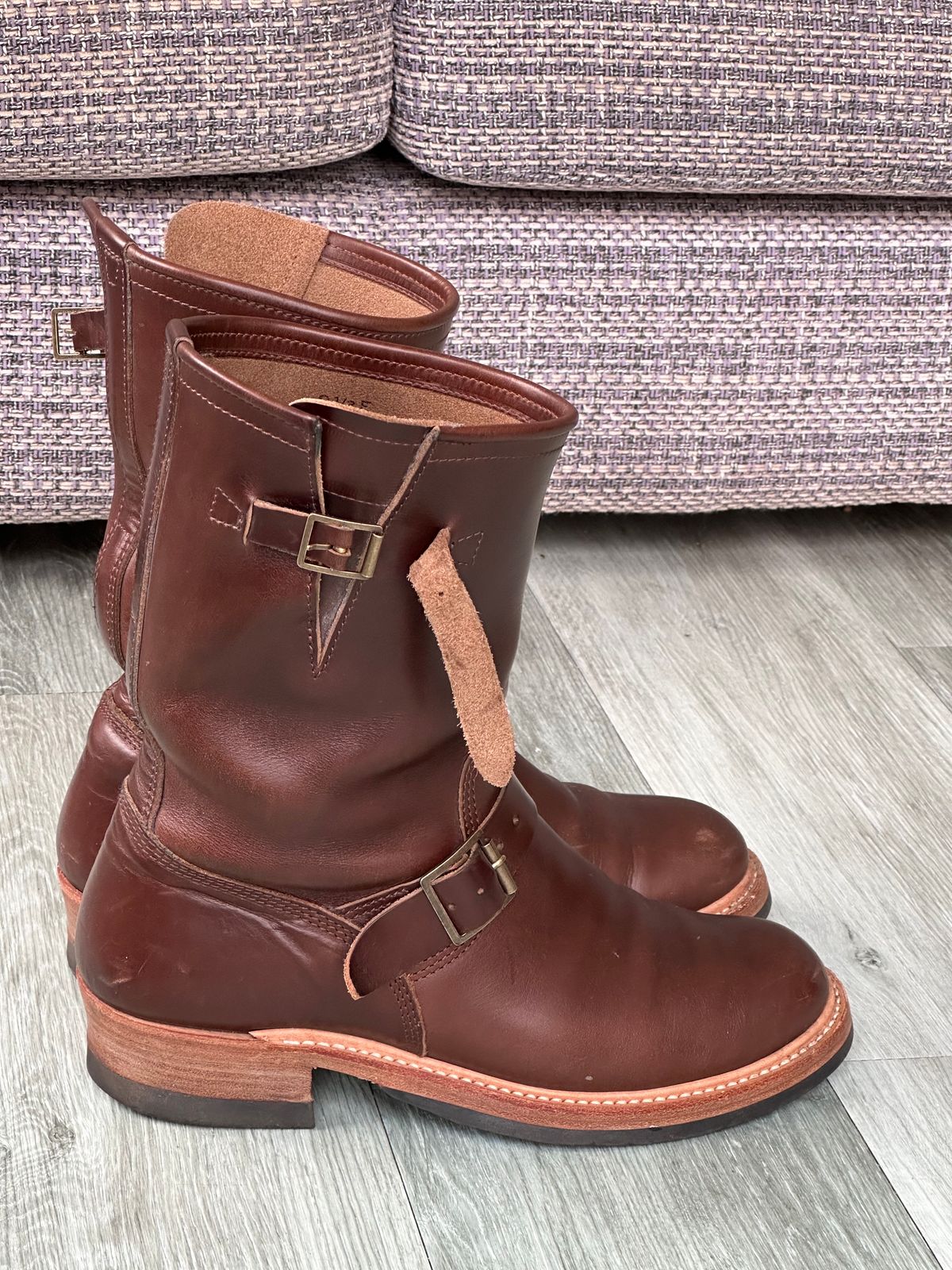 Photo by elliottjhill on January 2, 2024 of the John Lofgren Wabash Engineer Boots in Horween Chocolate Chromexcel.