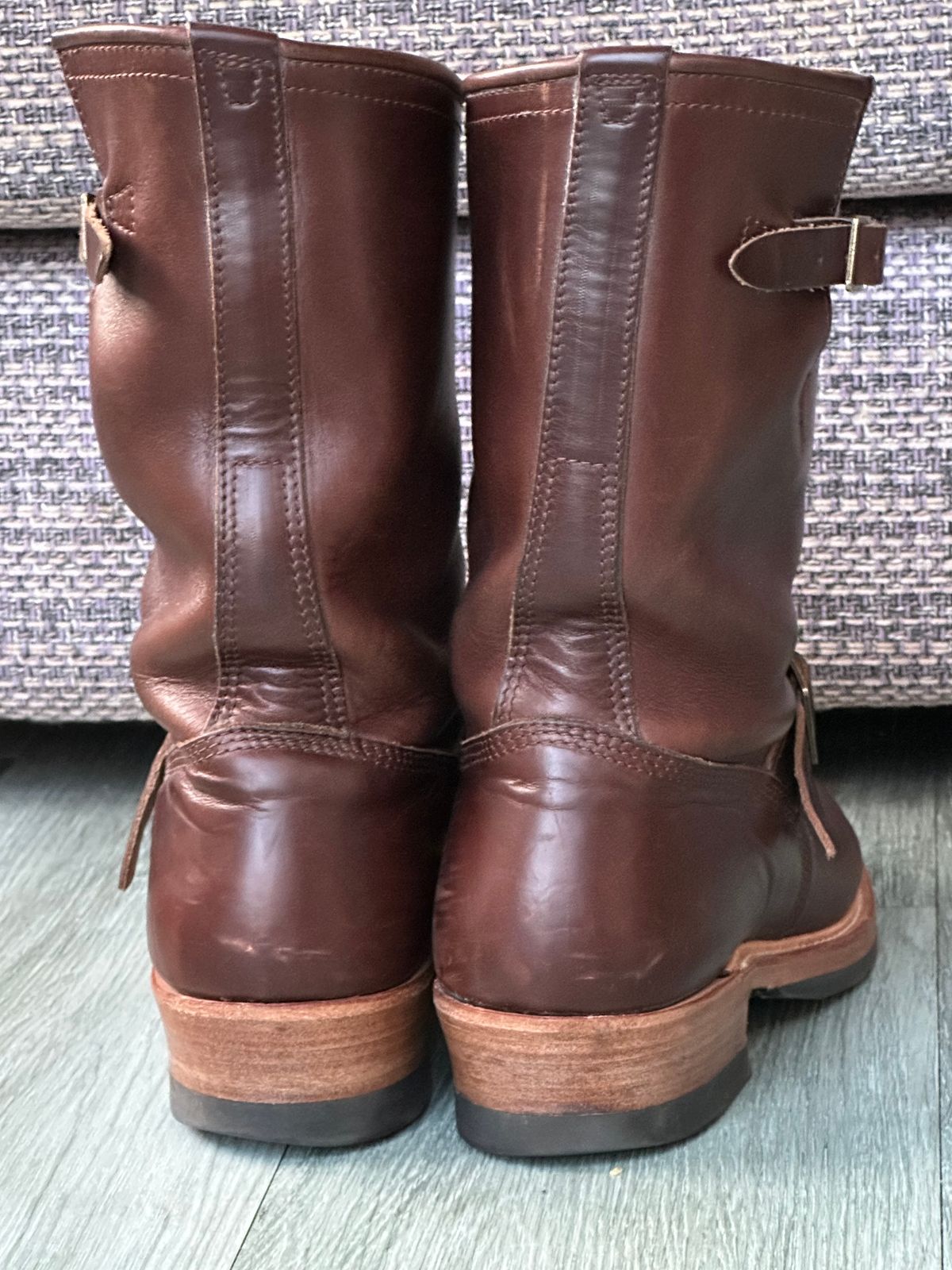 Photo by elliottjhill on February 1, 2024 of the John Lofgren Wabash Engineer Boots in Horween Chocolate Chromexcel.