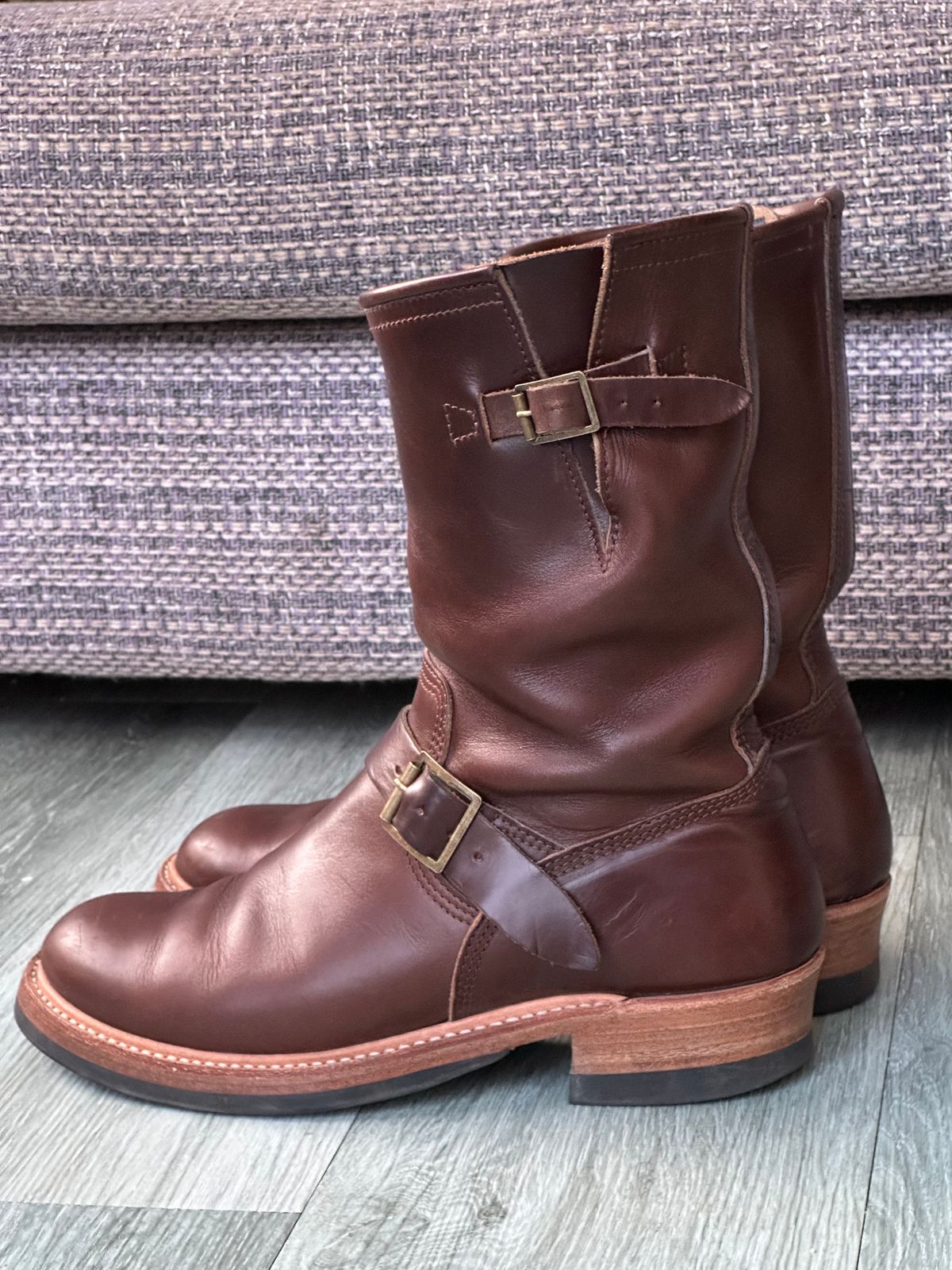 Photo by elliottjhill on February 1, 2024 of the John Lofgren Wabash Engineer Boots in Horween Chocolate Chromexcel.