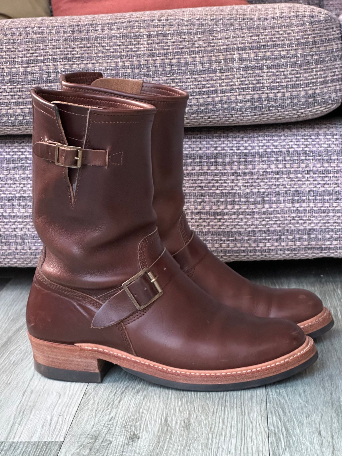 Photo by elliottjhill on February 1, 2024 of the John Lofgren Wabash Engineer Boots in Horween Chocolate Chromexcel.