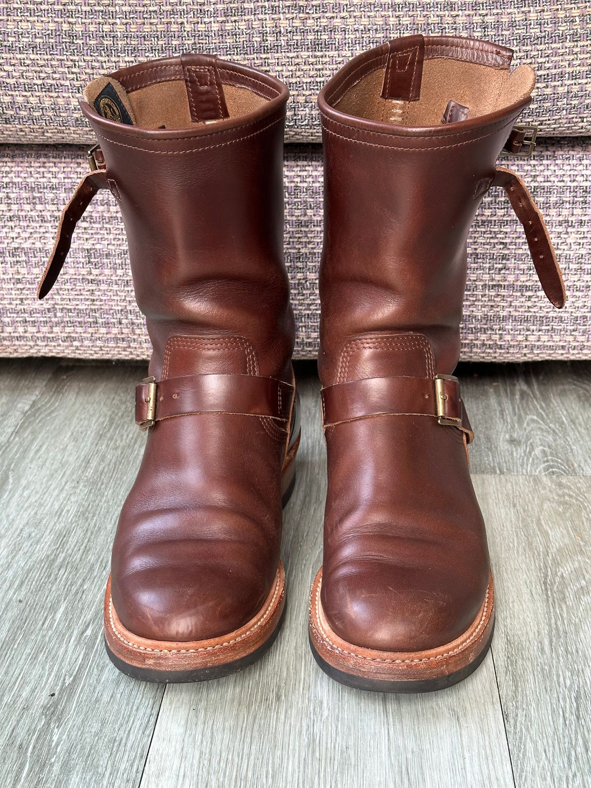 Photo by elliottjhill on March 2, 2024 of the John Lofgren Wabash Engineer Boots in Horween Chocolate Chromexcel.