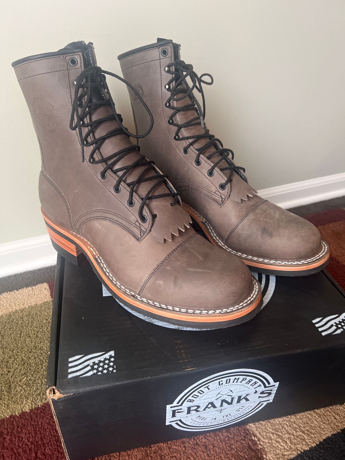 Photo by mfleeter on September 24, 2024 of the Frank's Boots Maxon in Horween Steel Predator.