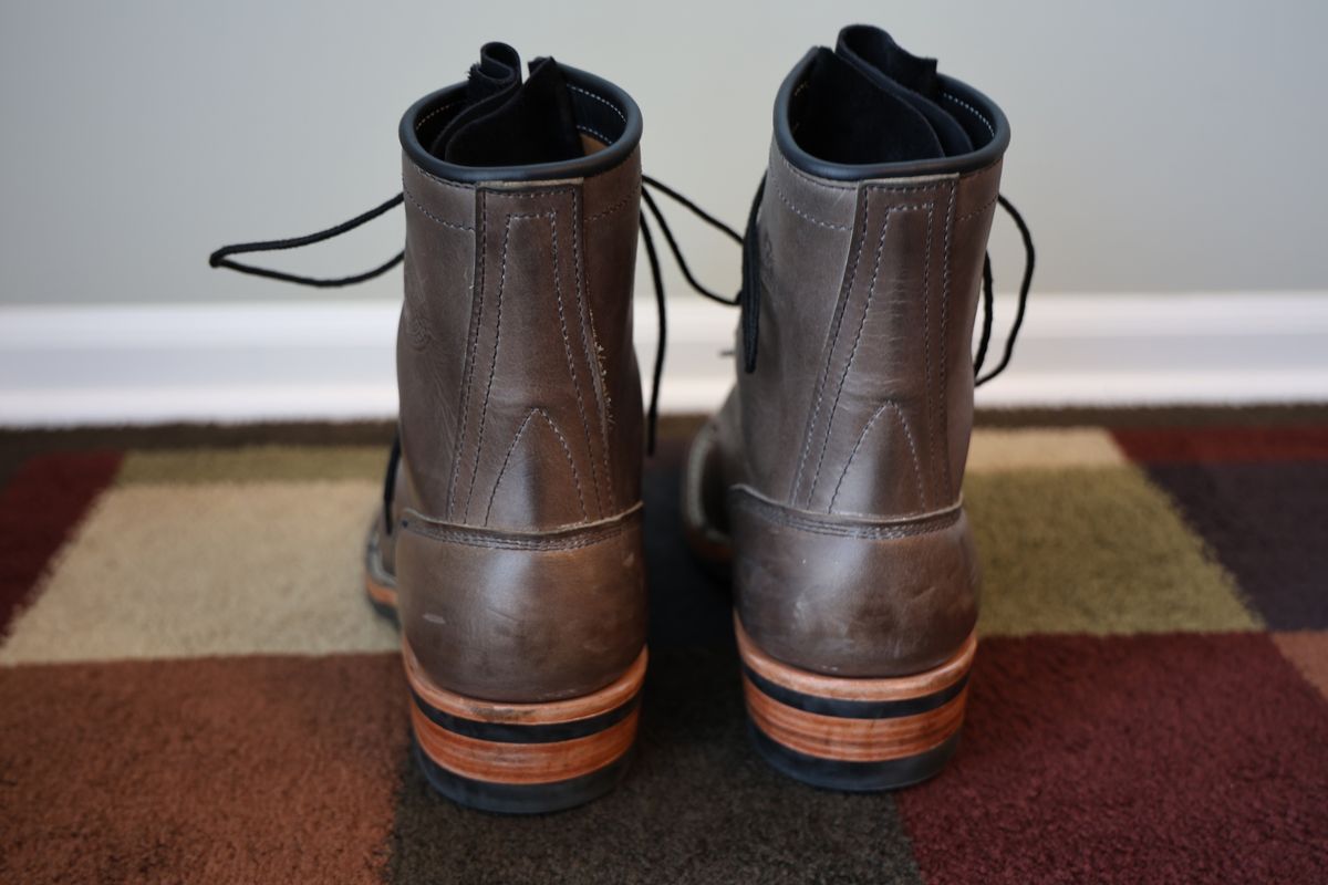 Photo by mfleeter on November 2, 2024 of the Frank's Boots Maxon in Horween Steel Predator.