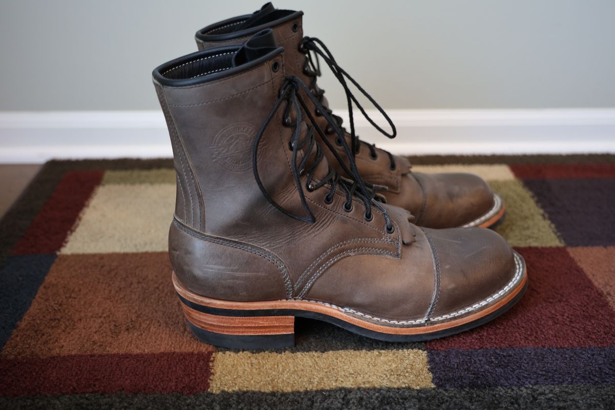 Photo by mfleeter on November 2, 2024 of the Frank's Boots Maxon in Horween Steel Predator.