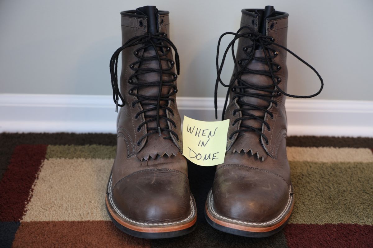 Photo by mfleeter on November 2, 2024 of the Frank's Boots Maxon in Horween Steel Predator.