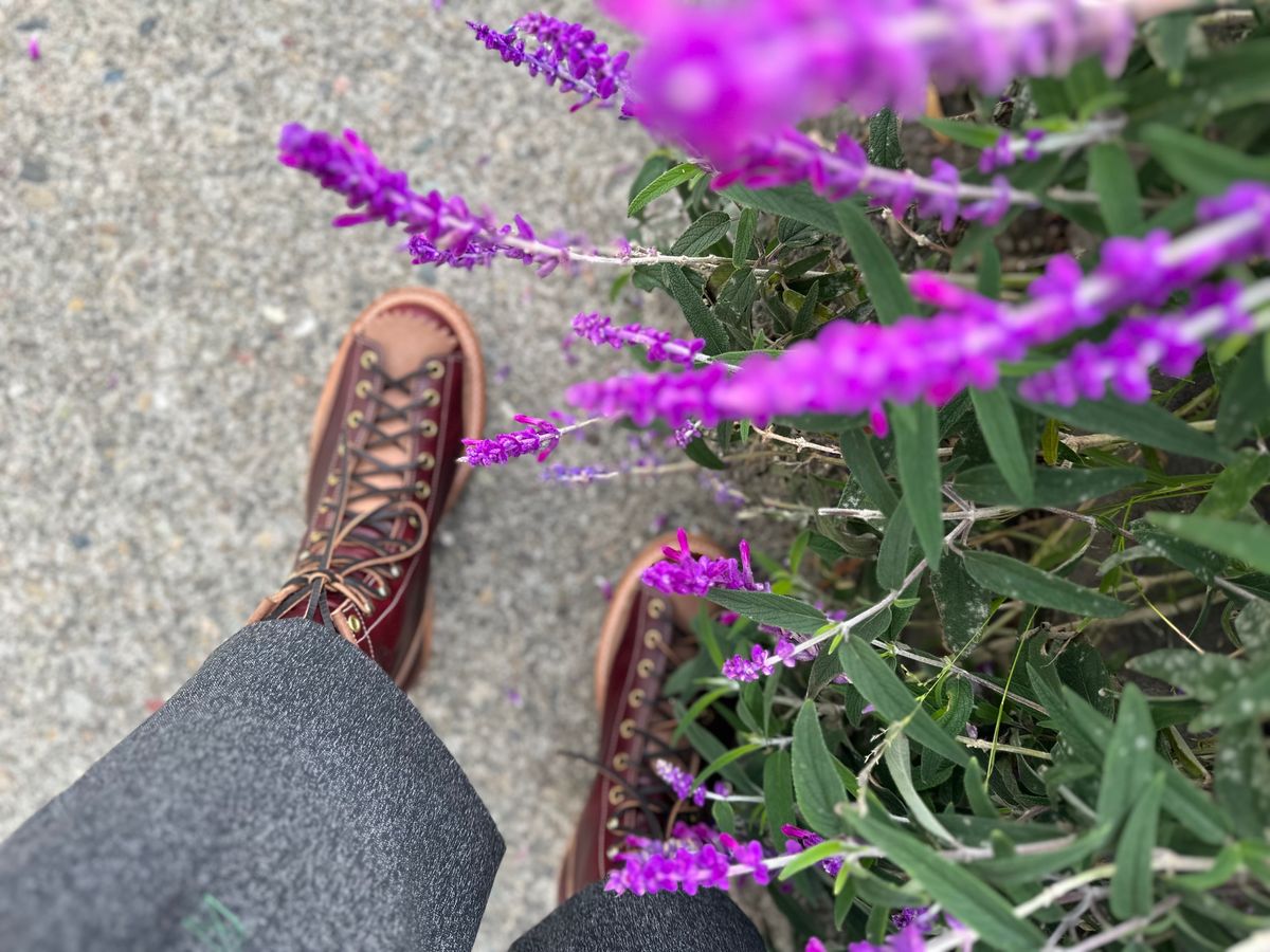 Photo by BootsetDaram on October 1, 2023 of the Role Club Lace To Toe A-2 Style in Horween Color 8 Chromexcel Horsehide & Unbuffed Horsehide.