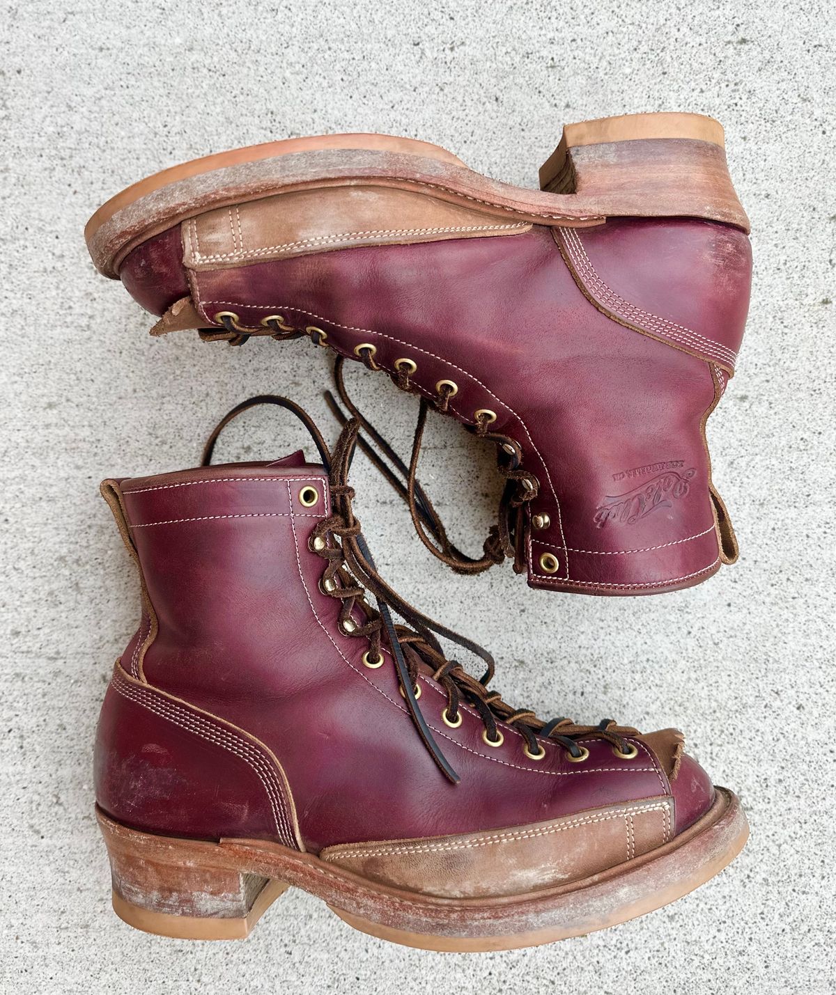 Photo by BootsetDaram on February 3, 2024 of the Role Club Lace To Toe A-2 Style in Horween Color 8 Chromexcel Horsehide & Unbuffed Horsehide.