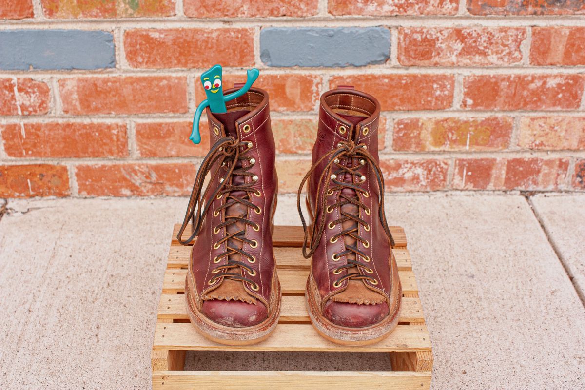 Photo by BootsetDaram on March 6, 2024 of the Role Club Lace To Toe A-2 Style in Horween Color 8 Chromexcel Horsehide & Unbuffed Horsehide.