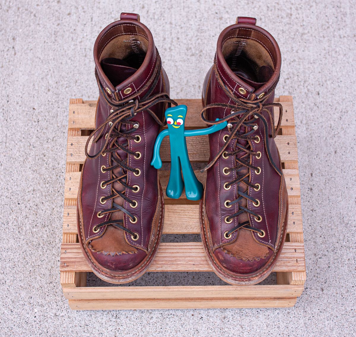 Photo by BootsetDaram on April 5, 2024 of the Role Club Lace To Toe A-2 Style in Horween Color 8 Chromexcel Horsehide & Unbuffed Horsehide.