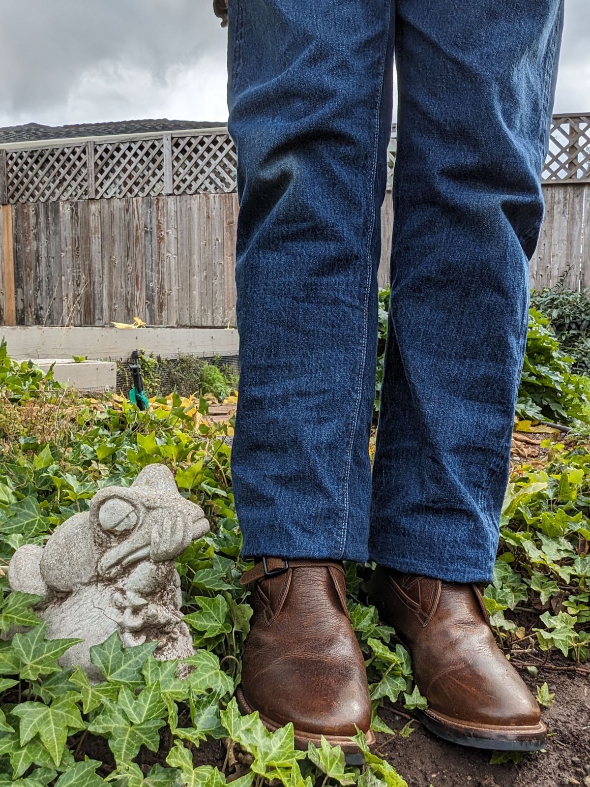 Photo by itsnotbriatall on December 3, 2023 of the Eastman Leather Tanker Boots in Horween Havana Burnished Roughout.