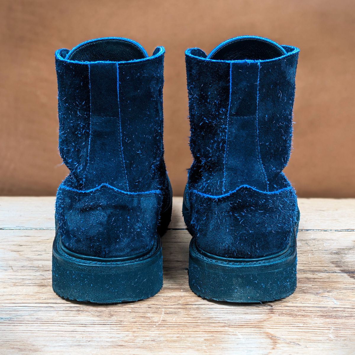 Photo by itsnotbriatall on December 5, 2025 of the Tricker's Black Ice Boot in C.F. Stead Ottoman Scuff Off Suede.