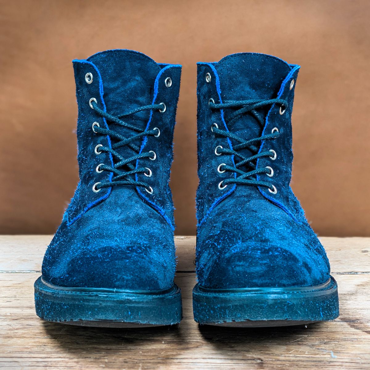 Photo by itsnotbriatall on December 5, 2025 of the Tricker's Black Ice Boot in C.F. Stead Ottoman Scuff Off Suede.