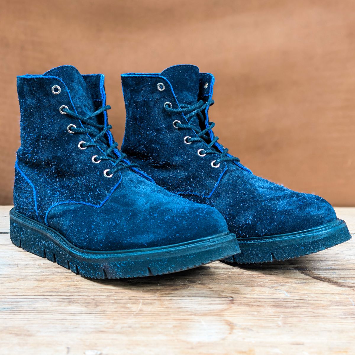 Photo by itsnotbriatall on December 5, 2025 of the Tricker's Black Ice Boot in C.F. Stead Ottoman Scuff Off Suede.