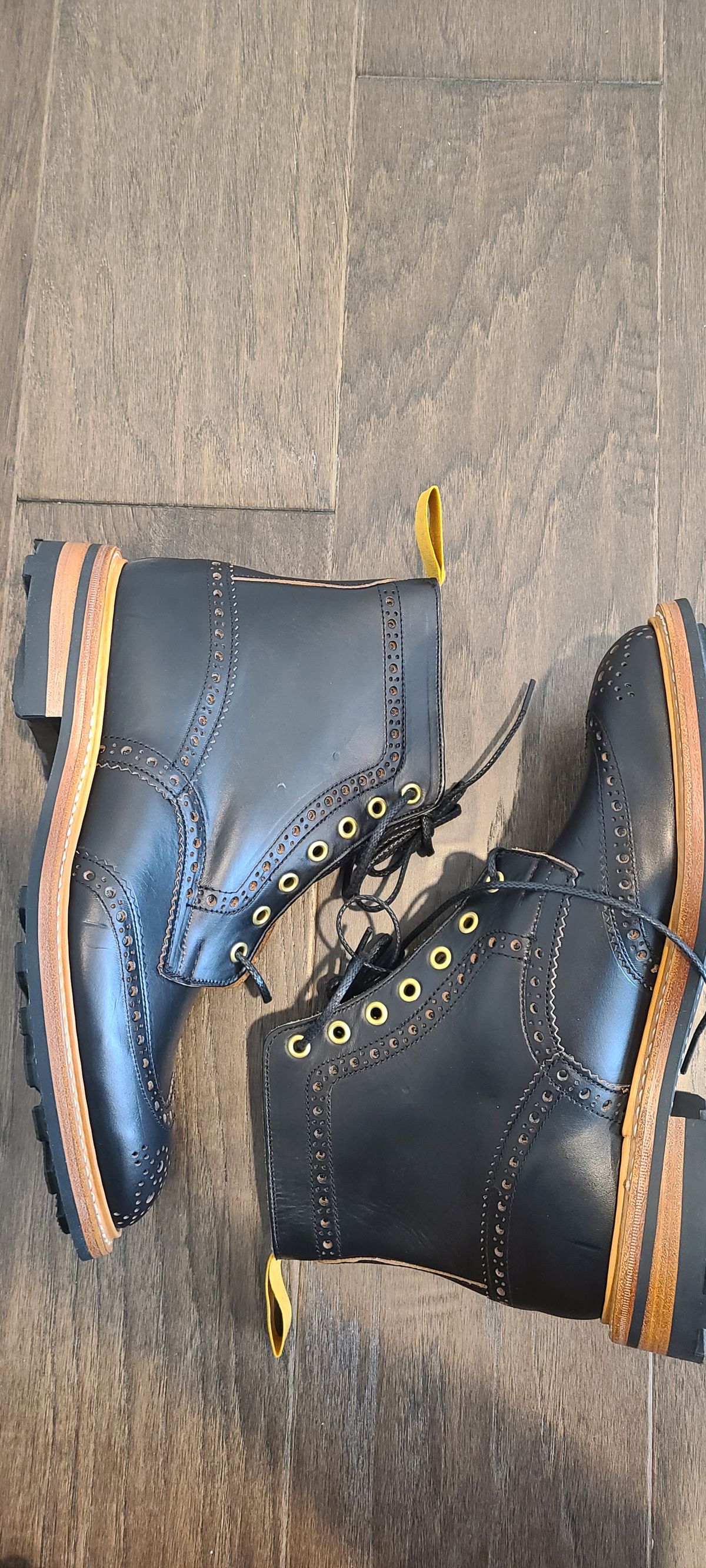 Photo by trickbrick on October 4, 2023 of the Tricker's Stow Country Boot in Horween Black Chromexcel.