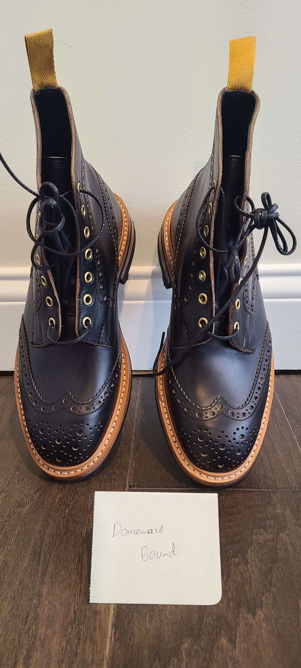 Photo by trickbrick on October 4, 2023 of the Tricker's Stow Country Boot in Horween Black Chromexcel.