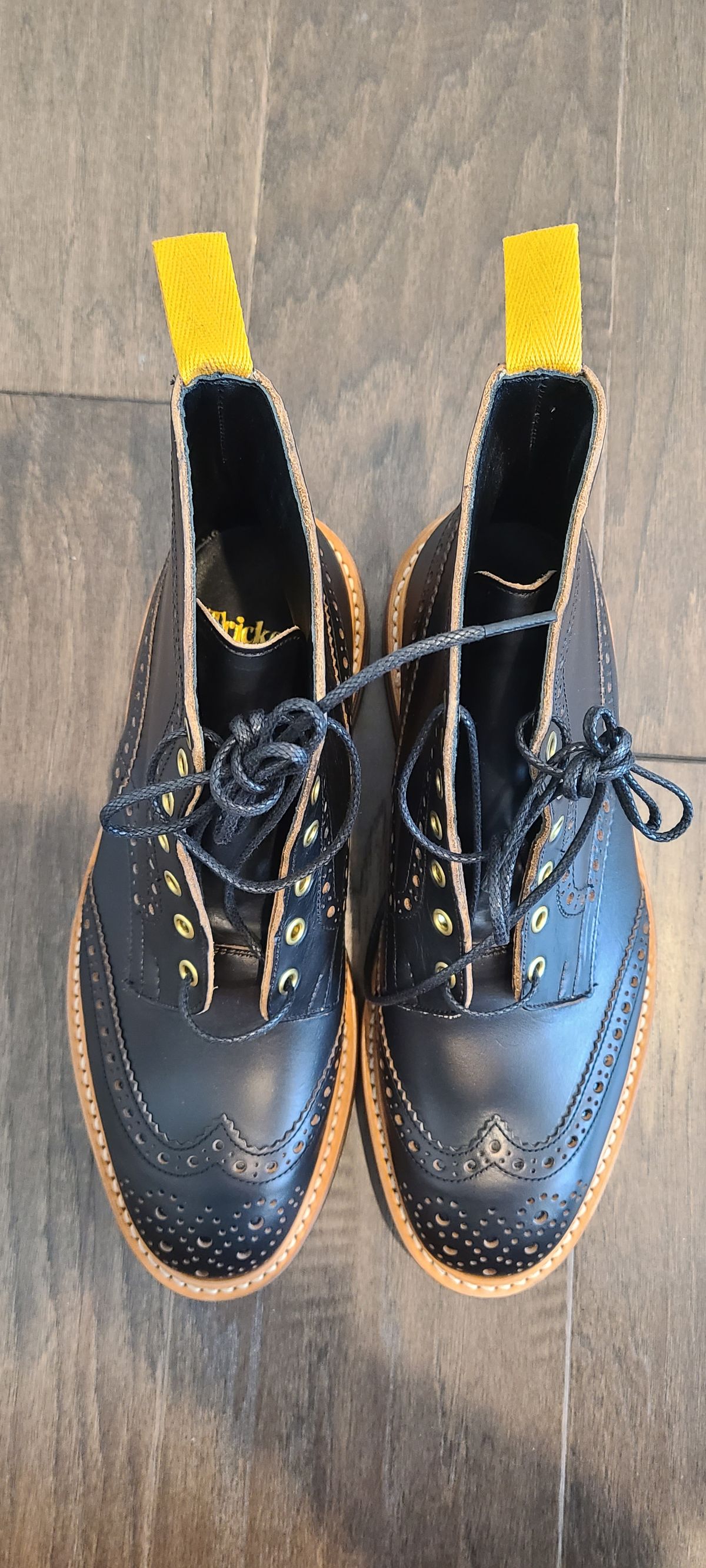 Photo by trickbrick on October 4, 2023 of the Tricker's Stow Country Boot in Horween Black Chromexcel.