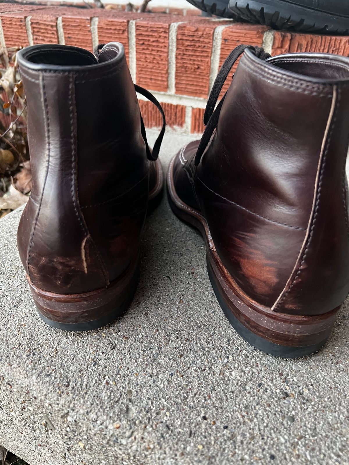 Photo by tayalejandro on February 3, 2023 of the Alden Indy Boot in Horween Brown Chromexcel.