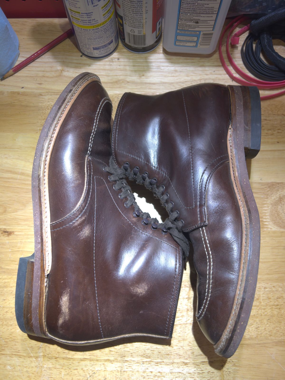 Photo by tayalejandro on April 5, 2023 of the Alden Indy Boot in Horween Brown Chromexcel.