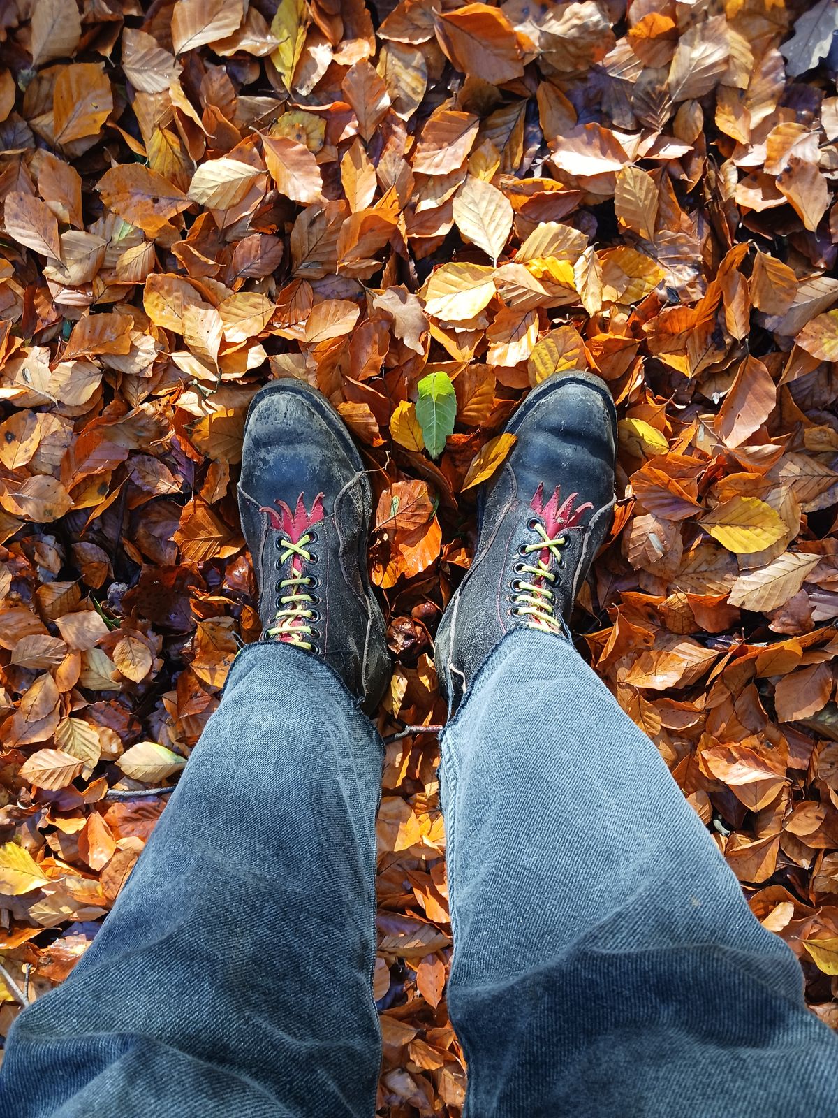 Photo by TheBeginnerBootMaker on November 10, 2023 of the Skin Stitches MK 1 in Horween Black Waxed Flesh.