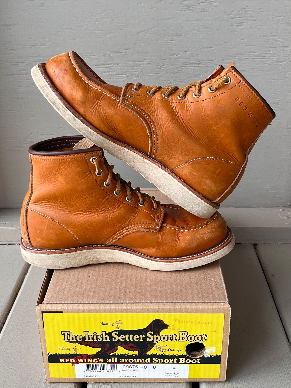 Photo by steverinde on December 6, 2023 of the Red Wing 6-Inch Classic Moc in S.B. Foot Sequoia Gold Russet.