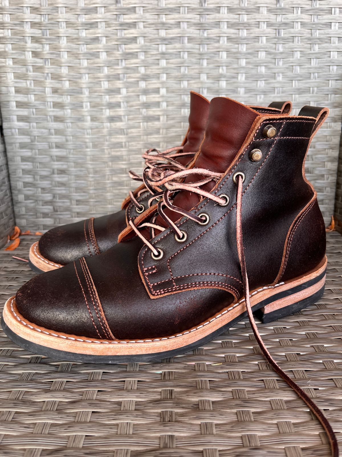 Photo by steverinde on January 6, 2023 of the Truman Service Boot in Horween Java Waxed Flesh.