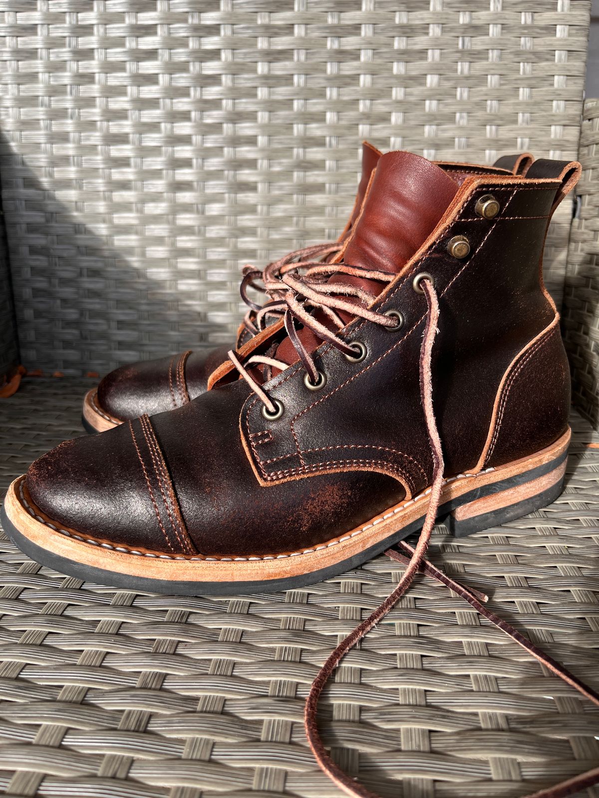 Photo by steverinde on January 26, 2023 of the Truman Service Boot in Horween Java Waxed Flesh.