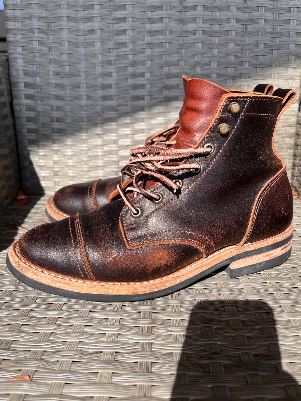 Photo by steverinde on March 18, 2023 of the Truman Service Boot in Horween Java Waxed Flesh.