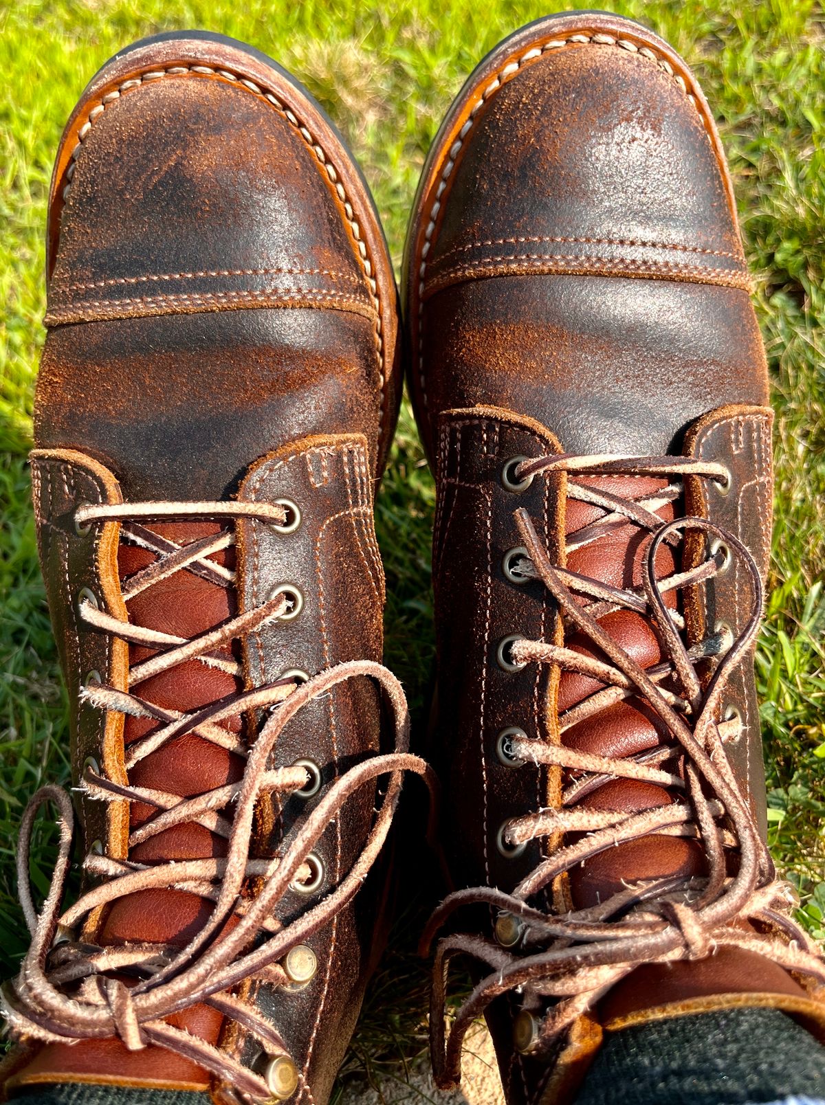 Photo by steverinde on August 18, 2023 of the Truman Service Boot in Horween Java Waxed Flesh.