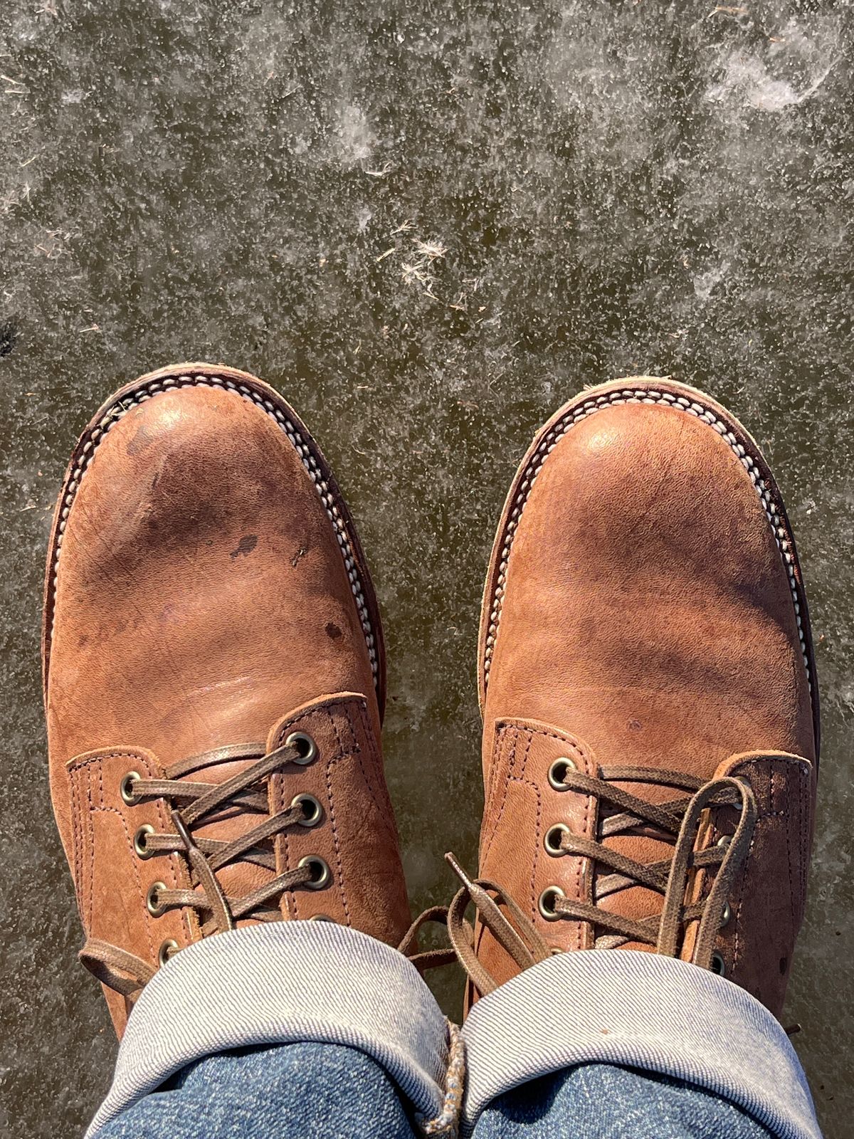 Photo by steverinde on December 20, 2023 of the Viberg Service Boot in Maryam Toscanello Horsebutt.