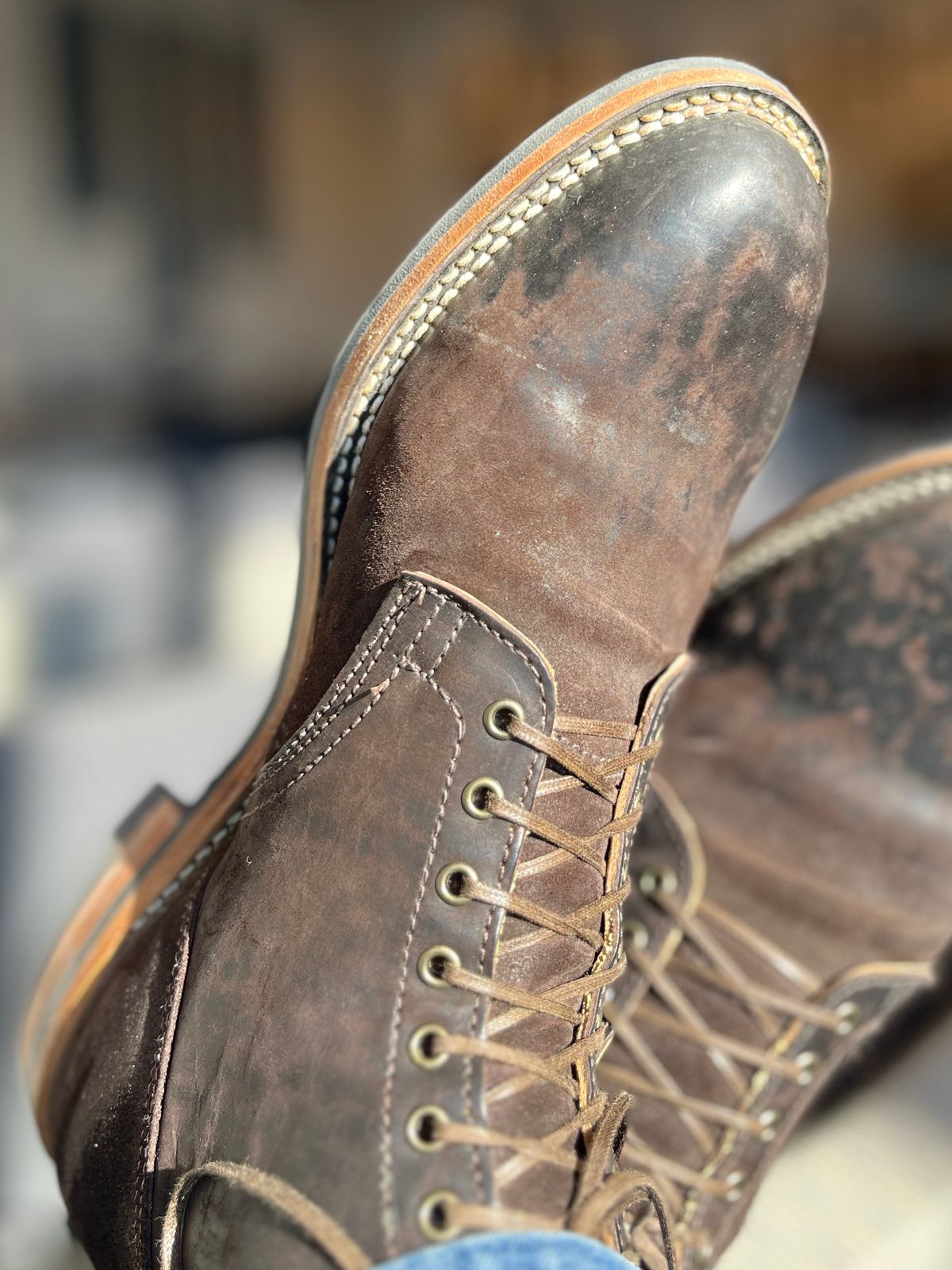 Photo by steverinde on February 24, 2026 of the Viberg Service Boot in Maryam Brown Split Horsebutt.