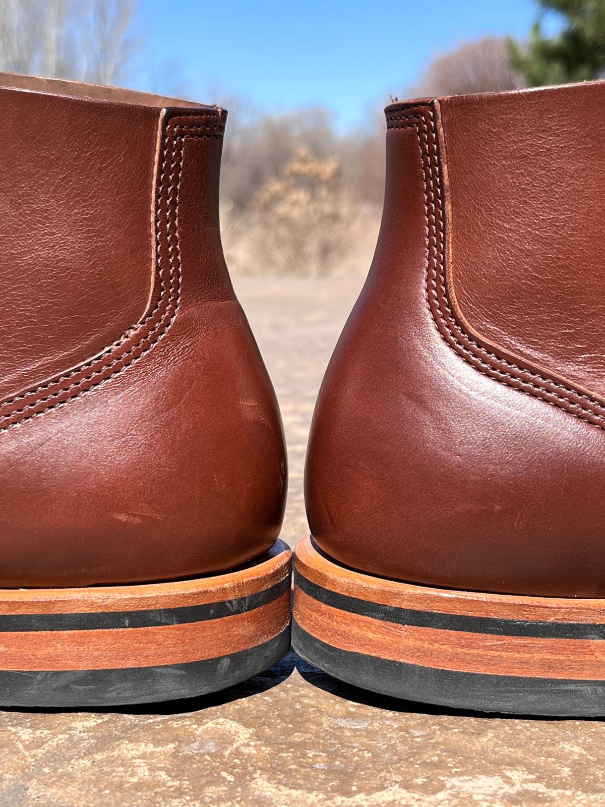 Photo by steverinde on April 6, 2024 of the Viberg Boondocker BCT in Horween Pigment Brown Workshoe Butt.