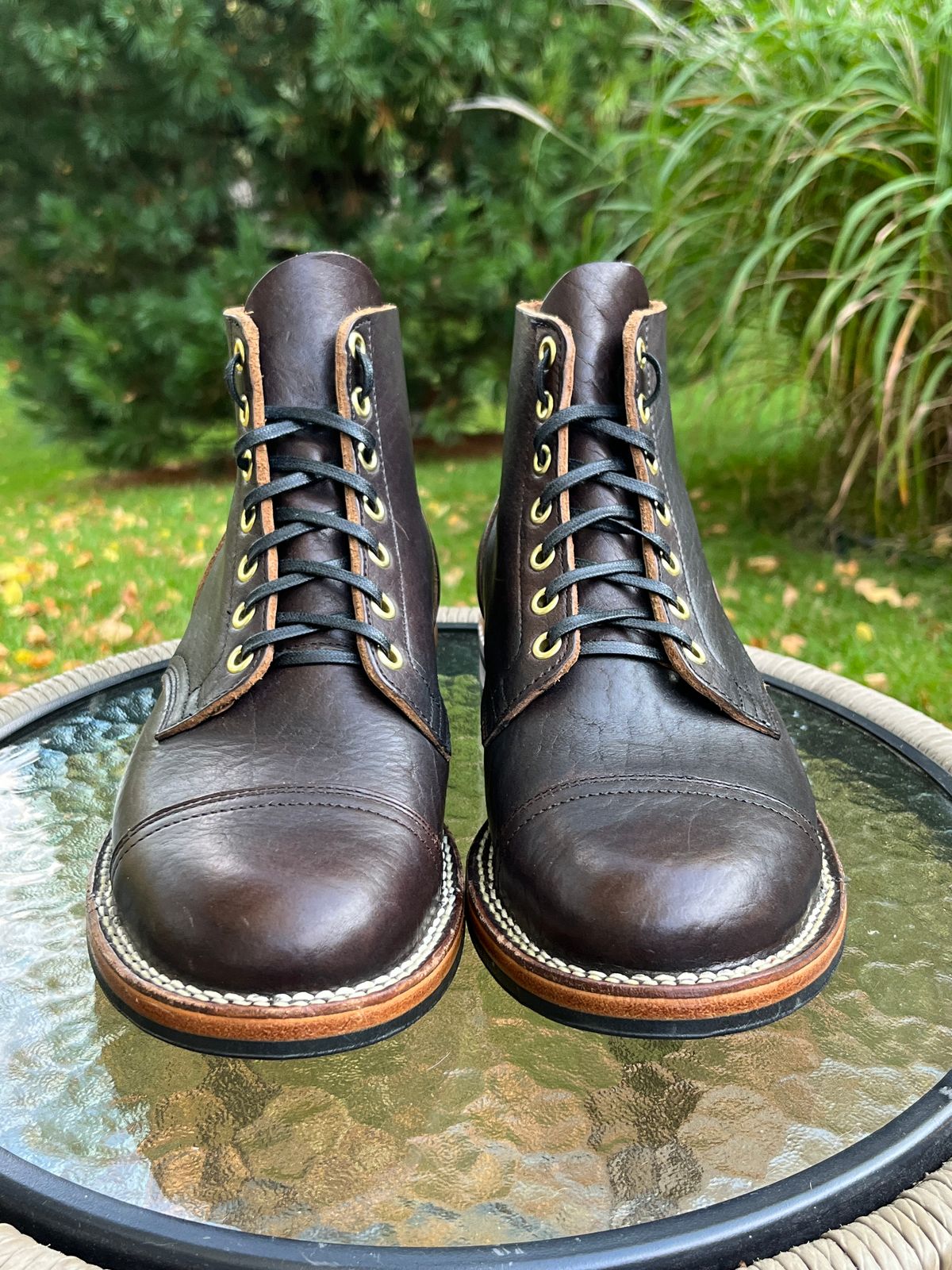 Photo by steverinde on October 1, 2025 of the Viberg Service Boot PCT in Horween Natural Bison.