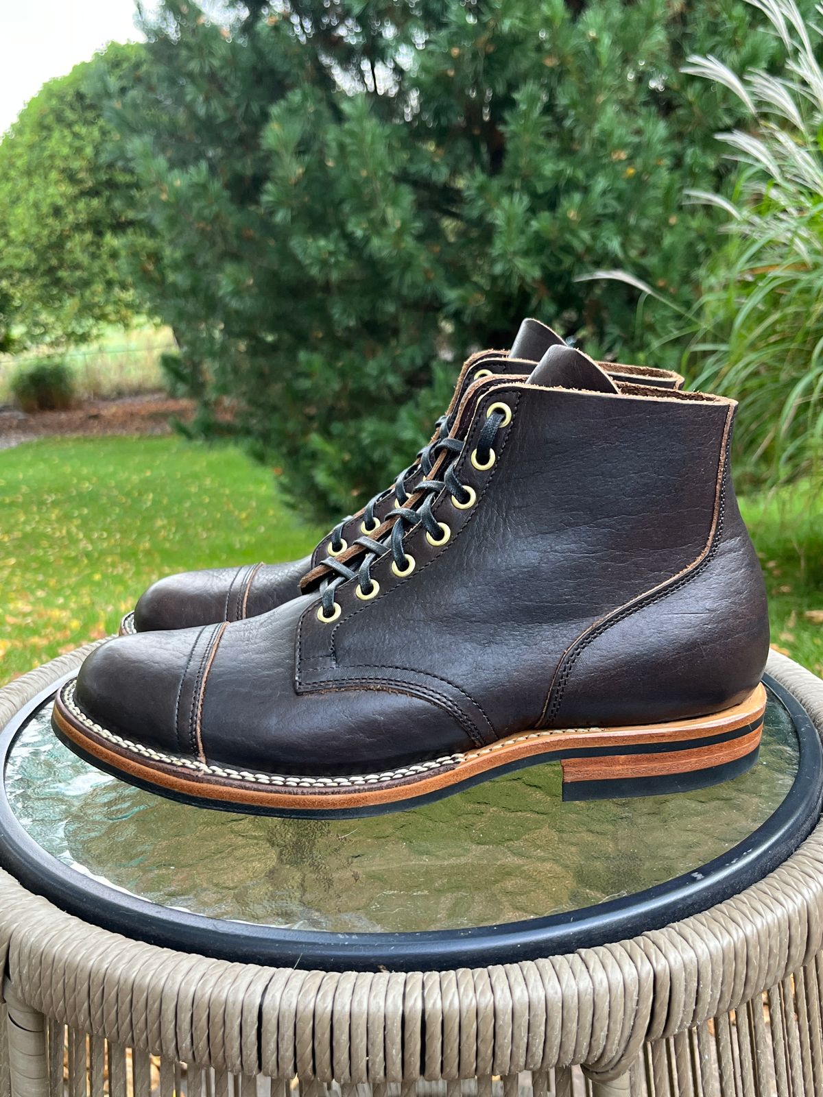 Photo by steverinde on October 1, 2025 of the Viberg Service Boot PCT in Horween Natural Bison.
