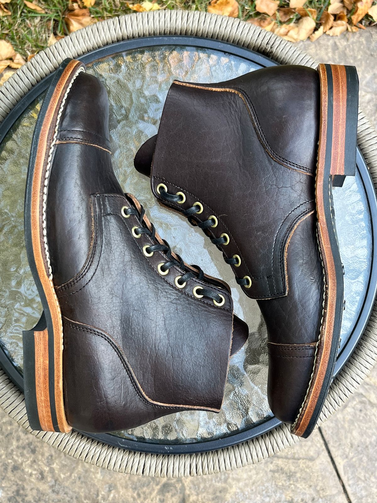 Photo by steverinde on October 1, 2025 of the Viberg Service Boot PCT in Horween Natural Bison.