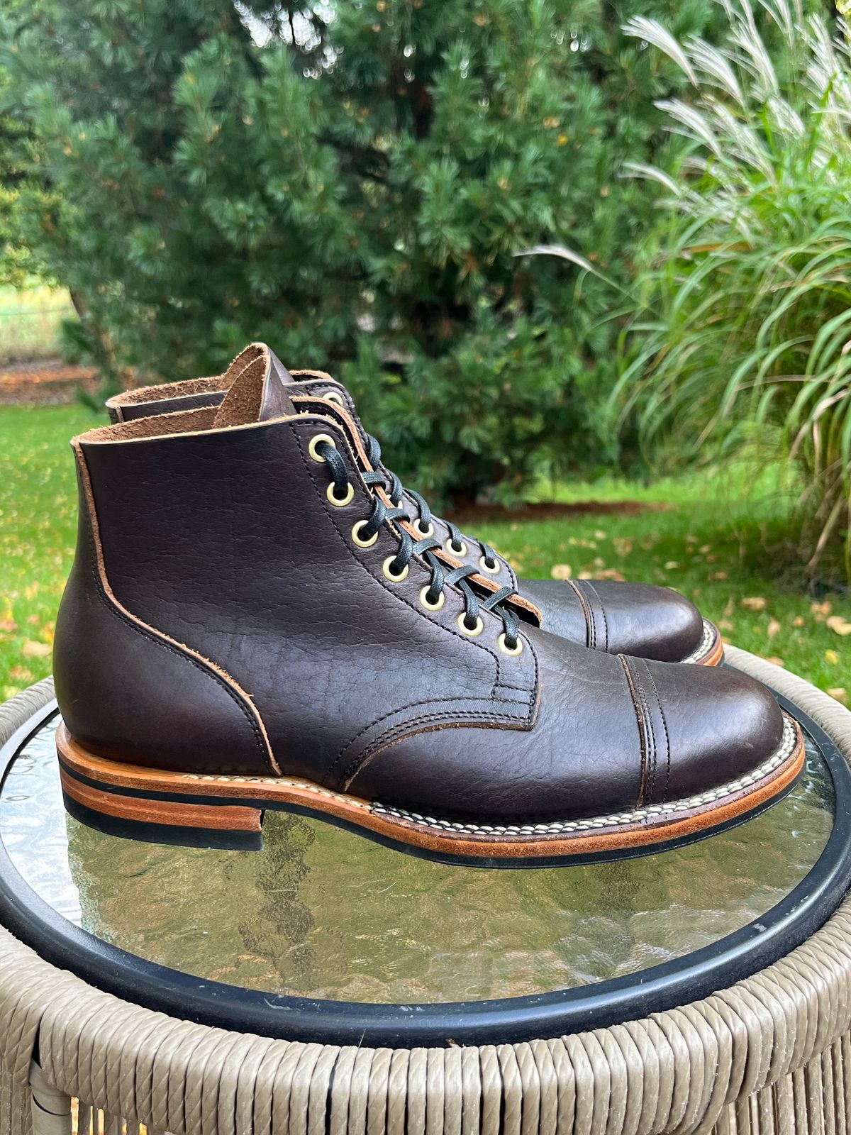 Photo by steverinde on October 1, 2025 of the Viberg Service Boot PCT in Horween Natural Bison.