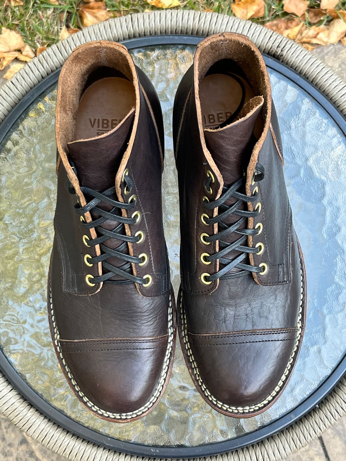 Photo by steverinde on October 1, 2025 of the Viberg Service Boot PCT in Horween Natural Bison.