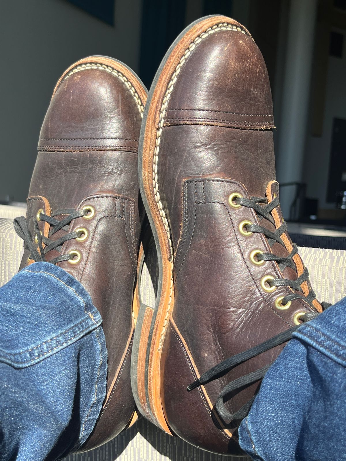 Photo by steverinde on October 8, 2025 of the Viberg Service Boot PCT in Horween Natural Bison.