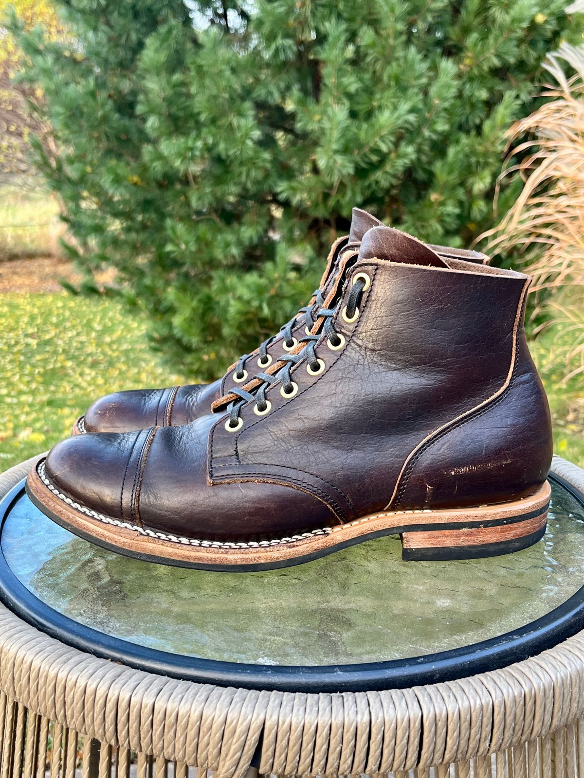 Photo by steverinde on November 3, 2025 of the Viberg Service Boot PCT in Horween Natural Bison.