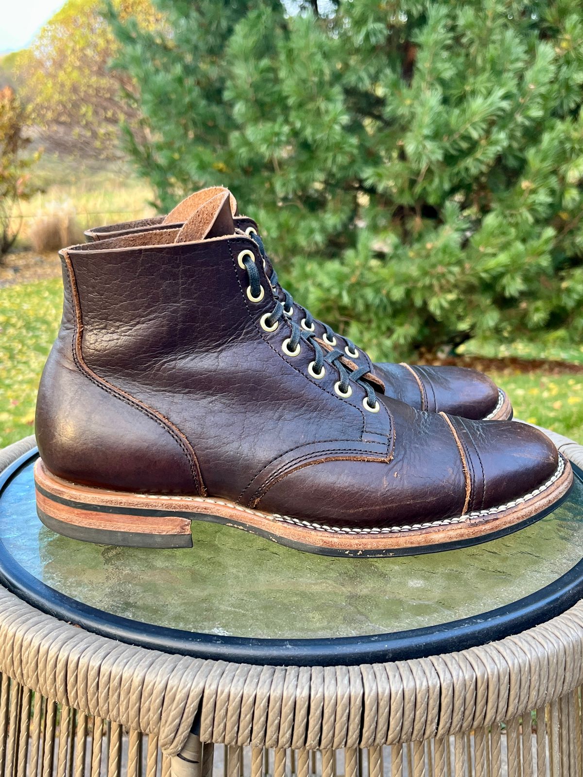 Photo by steverinde on November 3, 2025 of the Viberg Service Boot PCT in Horween Natural Bison.