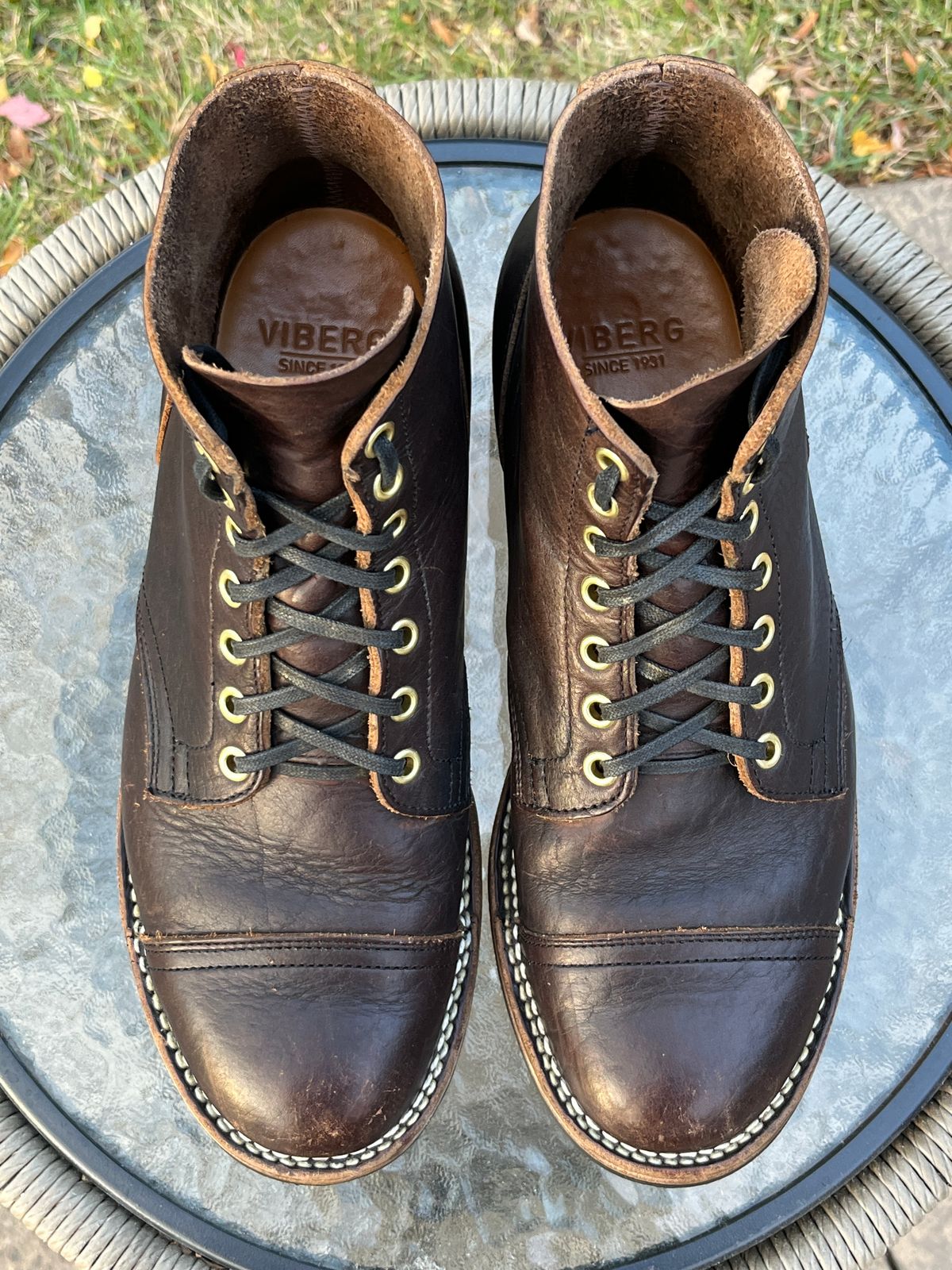Photo by steverinde on November 3, 2025 of the Viberg Service Boot PCT in Horween Natural Bison.