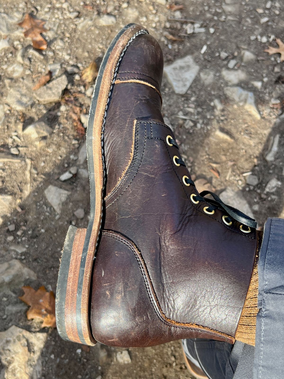 Photo by steverinde on November 18, 2025 of the Viberg Service Boot PCT in Horween Natural Bison.