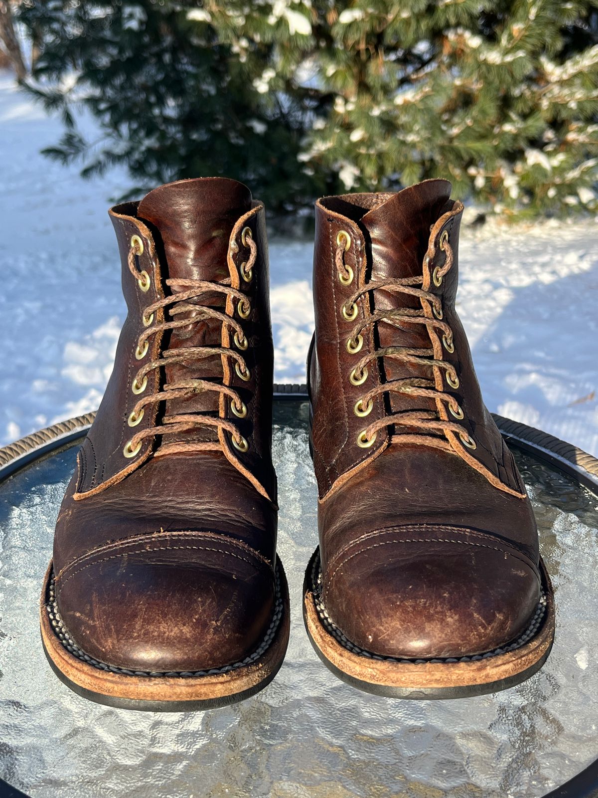 Photo by steverinde on December 3, 2025 of the Viberg Service Boot PCT in Horween Natural Bison.
