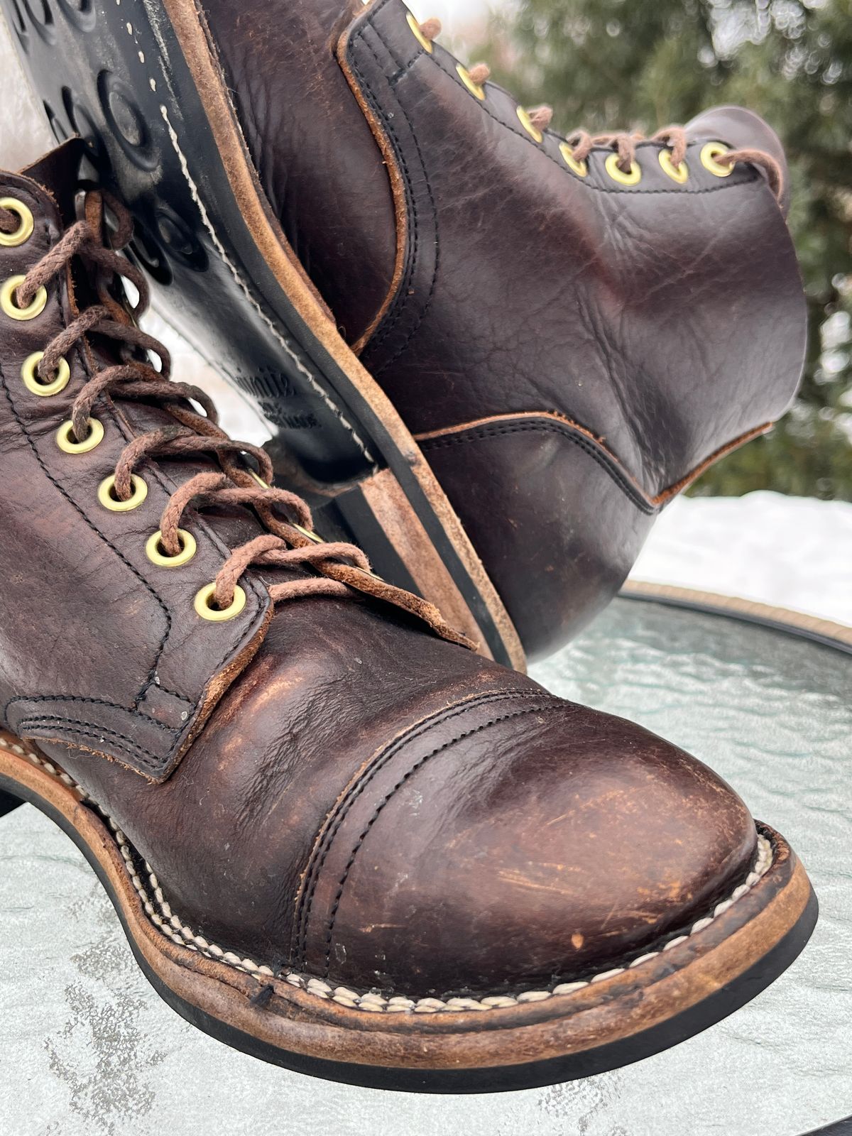 Photo by steverinde on February 5, 2026 of the Viberg Service Boot PCT in Horween Natural Bison.