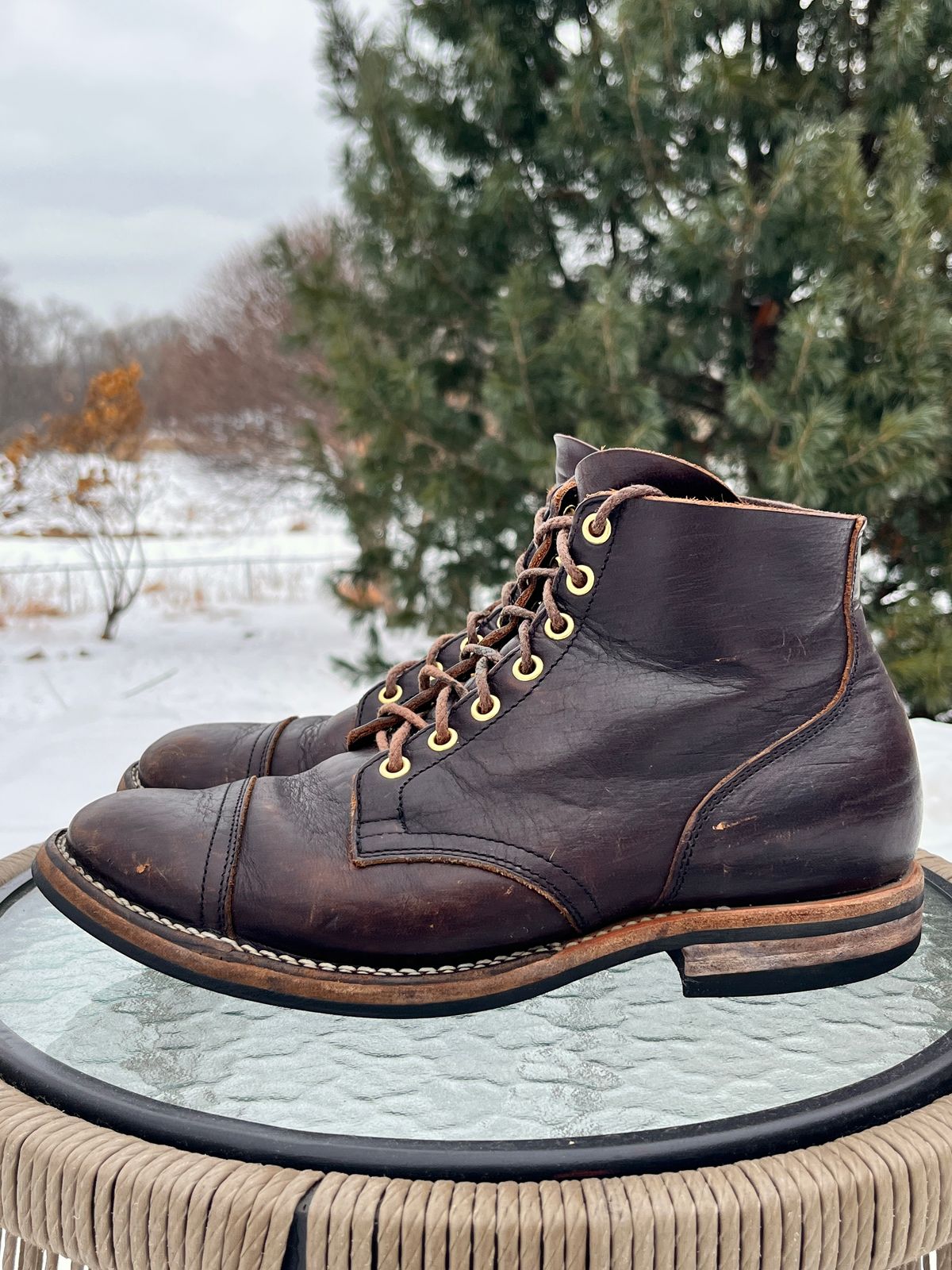 Photo by steverinde on February 5, 2026 of the Viberg Service Boot PCT in Horween Natural Bison.