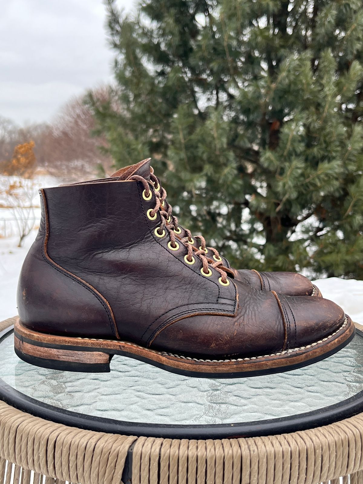 Photo by steverinde on February 5, 2026 of the Viberg Service Boot PCT in Horween Natural Bison.